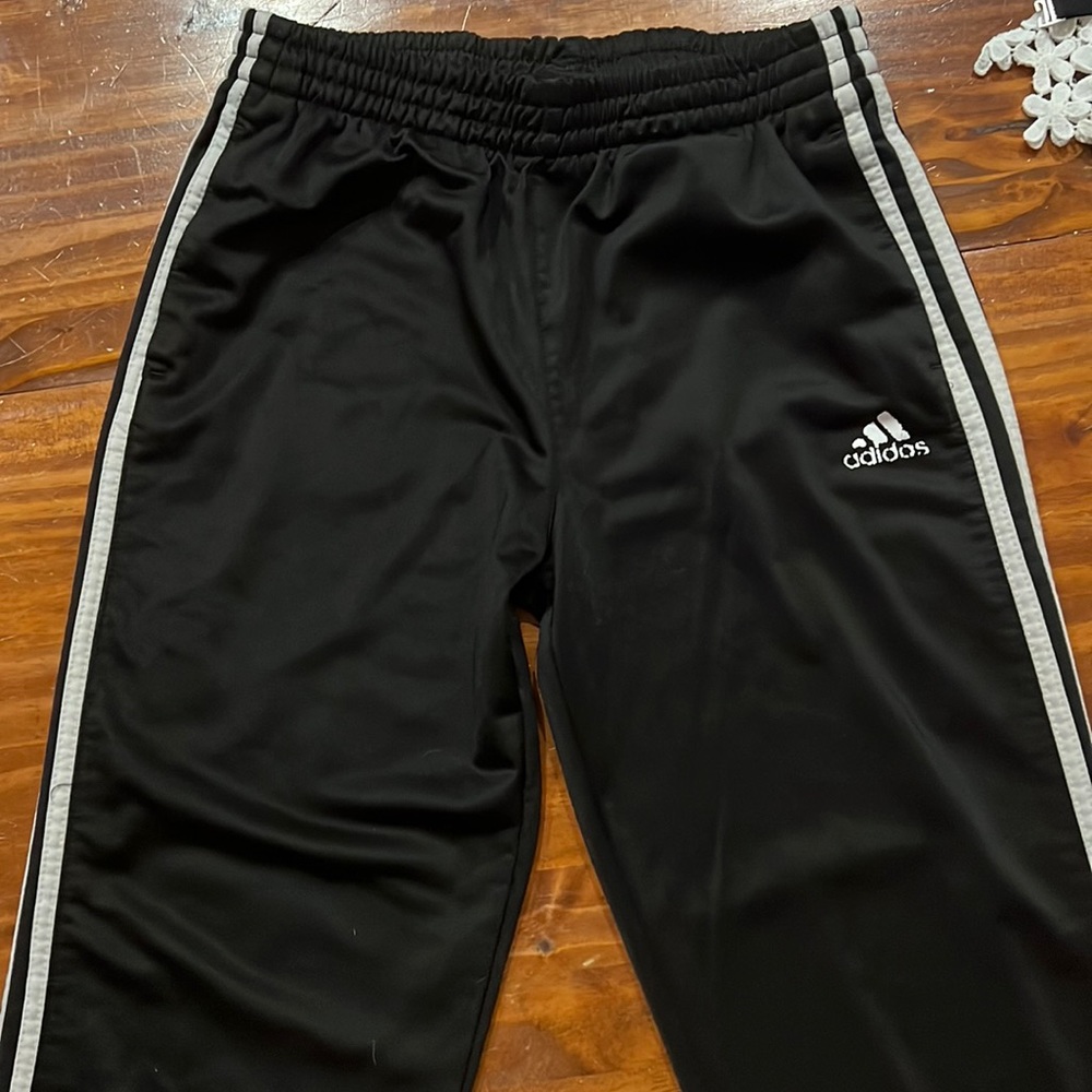Black stripped adidas running pants